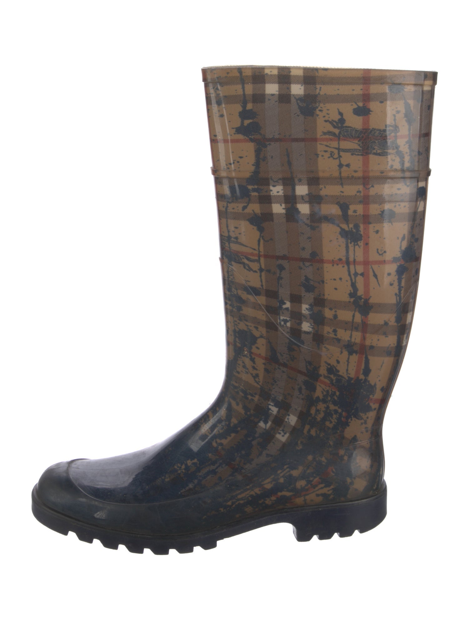 Burberry Haymarket Check Pattern Rubber Rain Boots